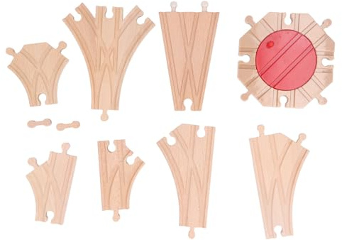 Chiyyak Ensemble D'assemblage de Voies de en Bois pour Enfants, Pack D'extension éducatif de Bricolage avec Matériau en Bois de Hêtre (Paquet C)