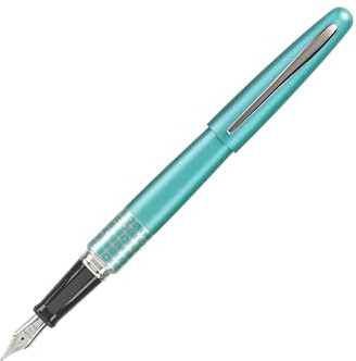 PILOT MR Retro Pop Collection Fountain Pen in Gift Box, Turquoise Barrel with Dots Accent, Fine Point Stainless Steel Nib, Refillable Black Ink (91436)