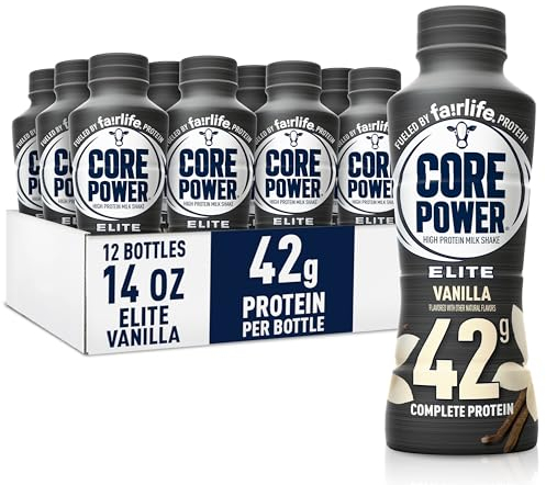 Core Power Elite High Protein Shake, Vanilla, 42g Bottle, 14oz, 12 Pack