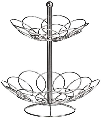 Premier Housewares 509790 2Tier Fruit Basket Chrome Fruit Baskets Vegetable Basket Fruit Storage Fruits Basket Fruit and Veg Rack Veg Rack Storage Fruit Veg