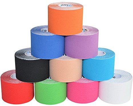 Tapefactory24 10 Rollen KINESIOLOGIE Tape 5 cm x 5 m ORANGE Marine LILA SCHWARZ BEIGE BLAU ROT GRÜN PINK Weiss