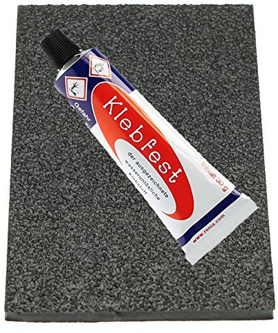 Caoutchouc Talons Kit pour bricolage de réparation de chaussures - 1 Topy gîte assiette 100 x 165 mm Noir et 1 tube Klebfest chaussure colle 30g Haute Qualité produits fabriqué en Allemagne