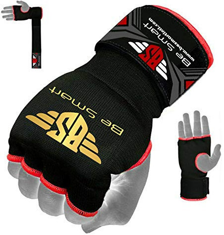 Be Smart Box-Handschuhe, Gel gepolstert, Innenhand-Wickel, MMA, UFC, Herren damen Kinder, schwarz, xl