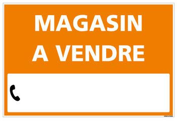 Signalétique.biz France, Panneau Immobilier Magasin à Vendre avec Oeillets aux 4 Coins, Orange, Plastique Rigide Akilux 3,5mm, Dimensions 60 x 40 cm (600 x 400 mm) + Planche de Chiffres