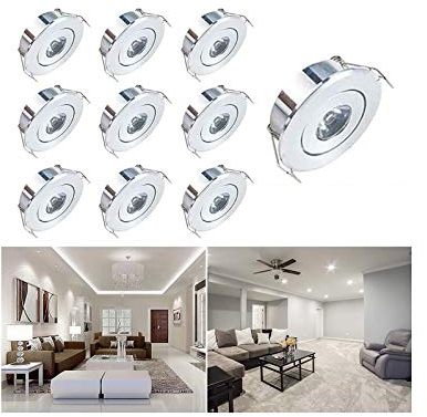 INHDBOX Mini LED Einbaustrahler Set, 10X 1W Kaltweiss Deckeneinbaustrahler Schwenkbar COB Deckenspots Aluminium für Weinschrank Schrank Küche Wohnzimmer