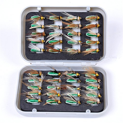 CHSEEO 40 Stück Angel-Fliegen Kunstköder Set Angel-Köder Fliegen Forellenköder Fliegen Fischen Köder Haken Perfekt zum Zander Angeln Barsch Forelle Dorsch Angelzubehör Angelset #2