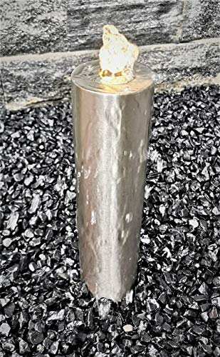 garten-wohnambiente Säulenbrunnen Komplettset rund 40/10 cm Edelstahl matt gebürstet Säule Wasserspiel
