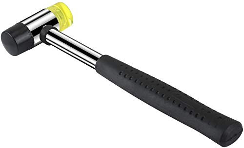 Bahob® Rubber Mallet Hammer, 25mm Dual-Head, Nylon Grip, Black Plastic-Coated