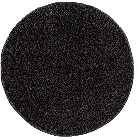 carpet city Hochflor Teppich Wohnzimmer - Einfarbig Schwarz - 200x200 cm Rund - Shaggyteppich Langflor Uni - Schlafzimmerteppich Flauschig Weich - Moderne Wohnzimmerteppiche