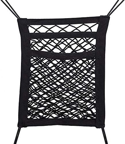 EANAGO Flexibles Trennnetz für Hunde, universell passend für PKW-Vordersitze, mit 2 Ablagefächern