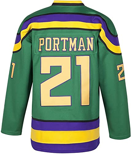 Youth Ducks Movie Shirts Ice Hockey Jersey (US, Alpha, Medium, Regular, 21 Portman Green)