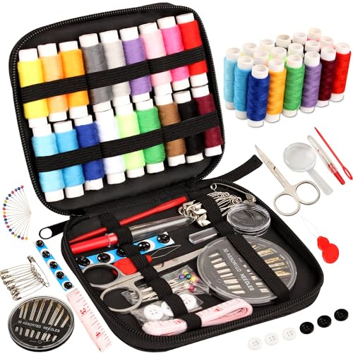 Marcoon Travel Sewing Kit, Needle and Thread Kit with Sewing Supplies and Accessories for Adults,Kids,Traveller, Beginner, Home，Emergency Including Scissors, Measure Tape,Needle Threader and More