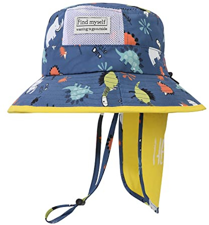 Jupsk Bébé Bob Chapeau Fille Garçon ete Bonnet de Soleil UV50 Chapeau de Pêcheur Casquette Dinosaure Bonnet de Bain Beach Bucket Hat pour Enfant 12-24 Mois