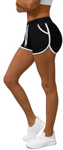 OZONEE Damen Shorts Sporthose Kurz Hotpants High Waist Sweatshorts Sweatpants Hose Sportshorts Jogginghose Sport Sweathose Trainingshose Freizeithose Joggpants JS/8K208Z/3 SCHWARZ M