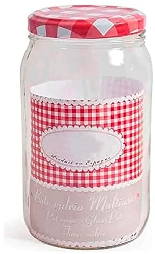 Tradineur - Bote de vidrio multiusos, tarro, frasco con tapa de rosca, almacenaje, guardar pasta, frutos secos, especias (2 litros - 21 x 12 cm)