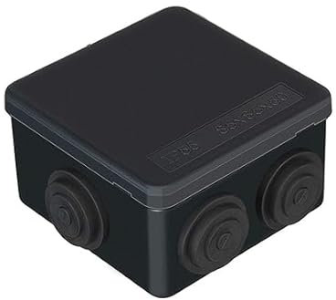 IP55 Waterproof Junction Box - Black Outdoor Electric Cable Connector, Dust Sealed, Shockproof