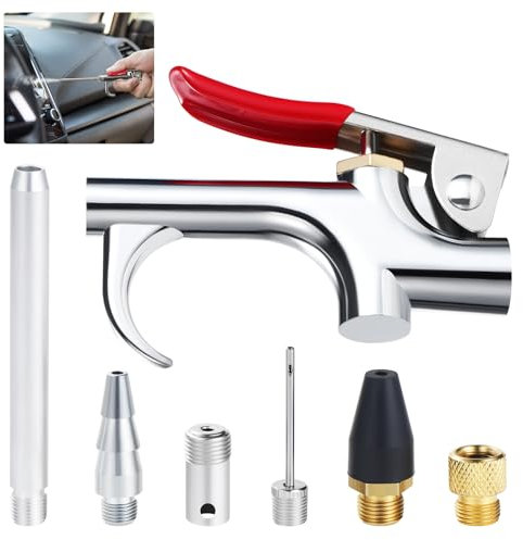 Knpwer Kit de Pistolet à Air avec 6 Buses Interchangeables,Tools Kit Pistolet de Soufflage Pneumatique,Soufflette Compresseur à Air,Soufflette à Air Comprimé