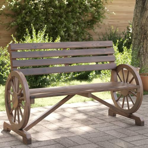 Gecheer 2-Sitzer Gartenbank Parkbank Holzbank Außenbank Outdoor Bank Terassenbank Bananenbank Gartenmöbel Gartenstuhl Terrassenbank Balkonbank Sitzbank 121,5 x 57 x 77,5 cm (B x T x H) Massives