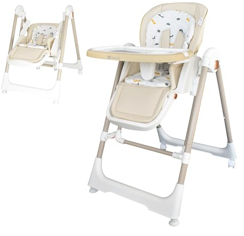 Twinly - Trona bebé Evolutiva Hamaca columpio multifunción Movity - Plegable, reclinable y ajustable con Reductor Arnés 5 puntos y Bandeja extraíble - 0m+ a 15kg