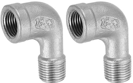 sourcing map 304 Stainless Steel 90 Degree Elbow Fittings NPT 1/8 x NPT 1/8 Female to Male Threaded Adapter Pipe Fitting for Connecting Water Pipe Air Hose PVC Tube Cast Coupling