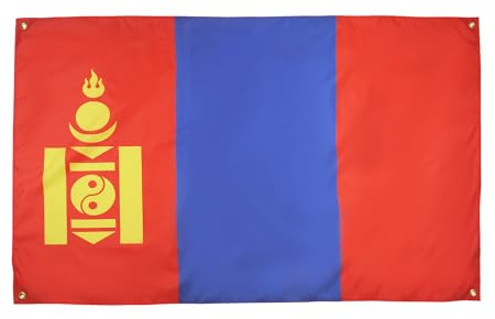AZ FLAG Bandiera Mongolia 150 x 90 cm con 4 occhielli, Padiglione Mongolo per balcone o parete