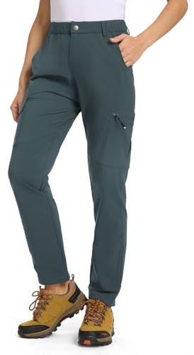 donhobo Pantalon de randonnée pour femme - Léger et respirant - Pantalon cargo - Imperméable - Séchage rapide - Stretch - Pantalon d'extérieur - Protection UV - Pantalon fonctionnel avec 6 poches