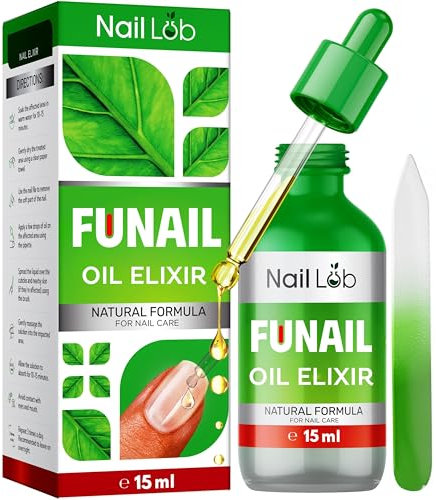 NAIL LAB Premium Fu Nail Elixir for Toenails Extra Strong - 15ml - Contains Tea Tree Oil, Nail Repair for Fingernails + Nail File