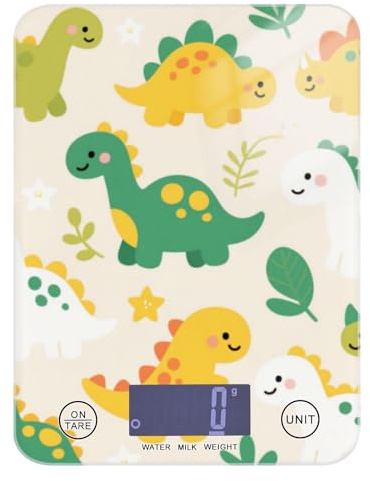Carino Cartoon Verde Dinosauro Cibo Pesa Bilancia per Cibo 5kg/5g Intelligente Bilancia Da Cucina Digitale con 4 Unità per Dieta Cottura Keto Pesa para Comida