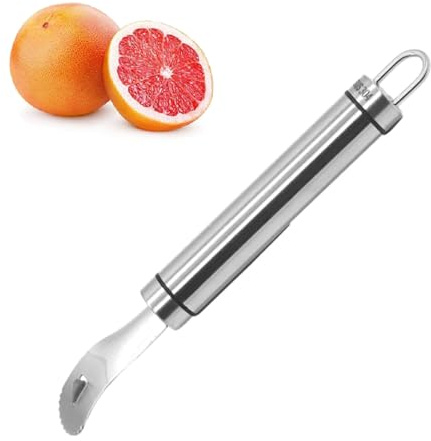 Apelsinskalare, rostfritt stål citrusskalningsverktyg fruktöppnare med långt handtag, köksredskap för att förbereda citron grapegruit granatäpple, stor