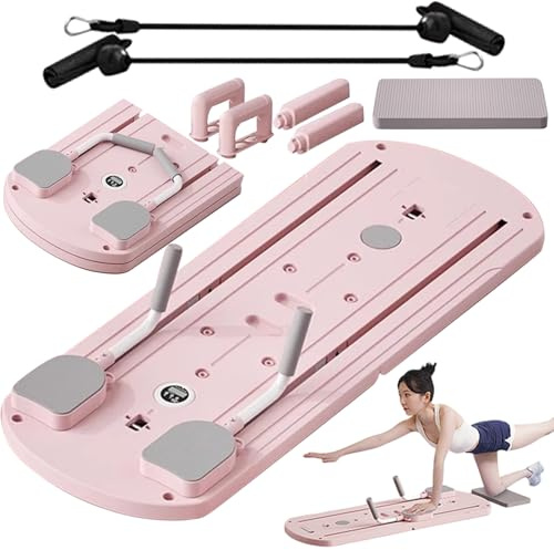 Pilates Board Upgraded Pilates Reformer Machine, Pilates Board Riformer Set Ab Roller Attrezzature per allenamento completo per Homegym (E)