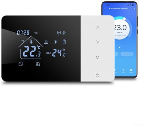 Termostato inteligente para Tuya, para calderas de gas, funciona con pilas, WiFi, funciones de refrigeración de calefacción, comandos de voz