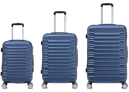 Boleedy Juego de Maletas ABS Rígida 3 Piezas (55/66/77CM),Set de 3 Maletas Viaje con Ruedas 360°, Set Trolley XL+L+M,Ideal Negocios,Viajes y Familia