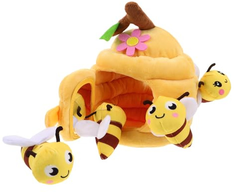 BESPORTBLE 1 Set Plush Beehive with Stuffed Bees - Mini Bees Sensory Play Toys and Openable Honeycomb - Toddler Activity Development Toy for Kids Birthday Classroom Prize