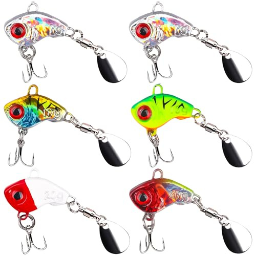 VIVIIHOO Jig Spinner Set di 6 esche artificiali con lama per pesce persico, trota, luccio, Crankbait Wobbler Spinnerbait