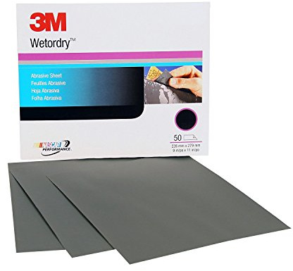 3M Wetordry Abrasive Sheet 213Q, 02035, 800+ Grit, 9 in x 11 in, Pack of 50 Sandpaper Sheets for Auto Sanding, Metal Sanding, Finishing, Paint Prep