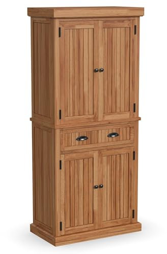 Homestyles Nantucket Natural Wood Pantry with Four Doors