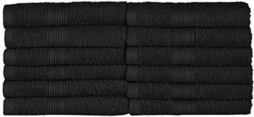 NatureMark Gästetücher – 12er Pack (30x50 cm), 100% Baumwolle, Oeko-Tex Zertifiziert, weich, saugfähig und pflegeleicht – Für Bad, Gäste & Spa – Schwarz