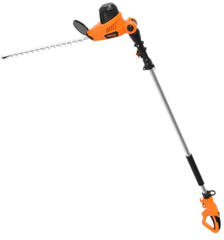 GARCARE Electric Pole Hedge Trimmer, Power Hedge Trimmer with 18 inch Dual-Action Laser Cut & Adjustable Cutting Head, 4.8Amp, 600W, Corded