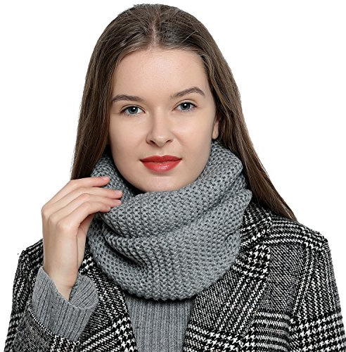 DonDon Loop Schal Damen Winter Schlauchschal Winterschal Rundschal weich und warm grau