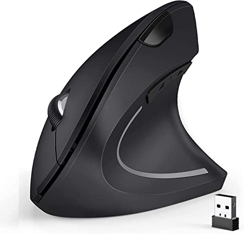 BeWishes Ratón ergonómico, ratón Vertical inalámbrico óptico de 2.4G con 6 Botones - 3 dpi Ajustables 800/1200/1600 para computadora portátil, PC, computadora, Escritorio, computadora portátil, etc.