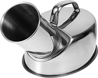 Milisten Urinals for Men 1200ml Stainless Steel Urinal Bottle Urinal Urine Collection Container with Handle for Hospital, Incontinence, Travel, Travel Urine Collection Containers
