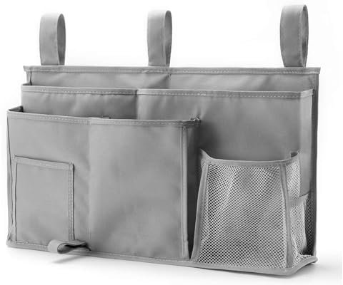Bedside Caddy Hanging Bed Organizer 8 Pockets Bedside Storage Bag Oxford Cloth Bedside Organiser Large Capacity Bedroom Organiser with Hooks for Bunk Dorm Rooms Bed Rail Baby Cot