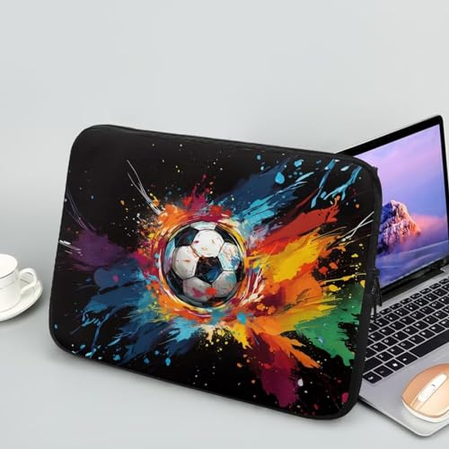Showudesigns fotboll laptop ärmväska för män datorfodral 10 tum laptop batikfärgat laptoptillbehör glad för affärsresa, arbete tillbehörsväska svart