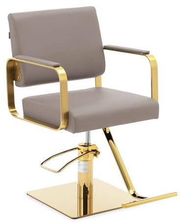 Physa Physa Otley Beige & guld frisörstol med fotstöd 490–650 mm 200 kg beige/guldfärgad barberstol frisörstol höjdjusterbar användningsstol frisör