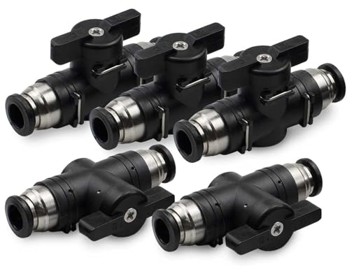 Connecteur Pneumatique, Vannes à Bille Pneumatiques 5 Pièces 6mm, Raccords de Vannes de Contrôle, Raccords de Vannes de Contrôle à Sertir pour Tubes Pneumatiques, Raccords Rapides pour Gaz