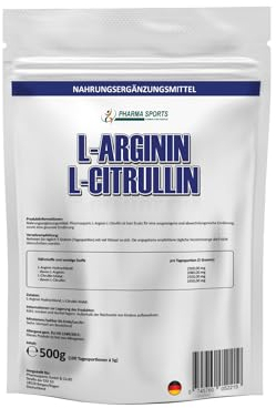 vipstar Arginin Citrullin Mix Pulver hochdosiert - 5000mg L-Citrullin Malat + L-Arginin HCL pro Portion - Fitness, Pump und Bodybuilding - 500g Premiumqualität ohne Zusätze