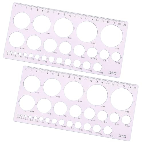 JIEYAO 2Stück Kreisschablone zum Zeichnen,Kreis Schablone Vorlage Messschablonen Lineale Multifunktionales Runde Geometrisches Schablonenlineal für Büro Schule Bau Schalung Zeichnungen Zeichenlineale