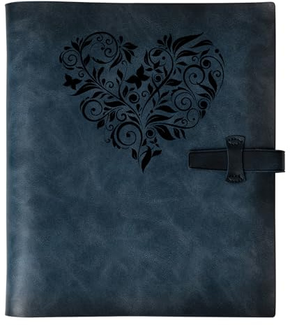 Photo Album 4x6 200 Photos, Genuine Leather Photo Albums with Writing Space with 30 Writing Paper, Travel Family Wedding Kids Graduation Ultrasound Baby Picture Album Scrapbook Photo Album(LOVE)