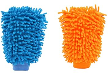 Eabdice 2 Pezzi Guanto per La Pulizia in Microfibra, Guanti in Microfibra per Lavaggio Auto, Guanti in Microfibra per La Pulizia Dell'auto, Ottima Spugna in Microfibra Auto Esterne e Interne