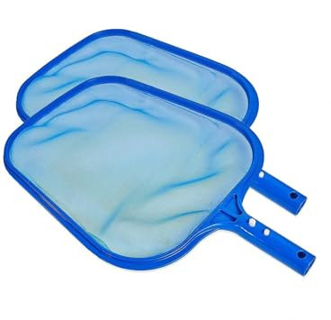 Pond Skimmer Net, 2 Pack Pool Hot Tubs Fine Mesh Rake Net for Cleaning Surface of Swimming Pool, Above Ground Quick Cleaning of Debris and Leaves